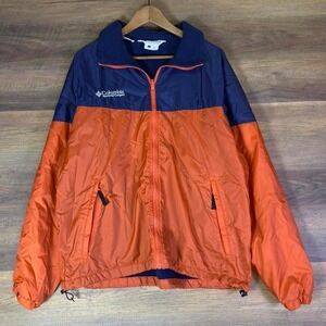 Columbia Men's L Fleece Lined Rain Jacket Orange Blue Gorpcore Outdoors